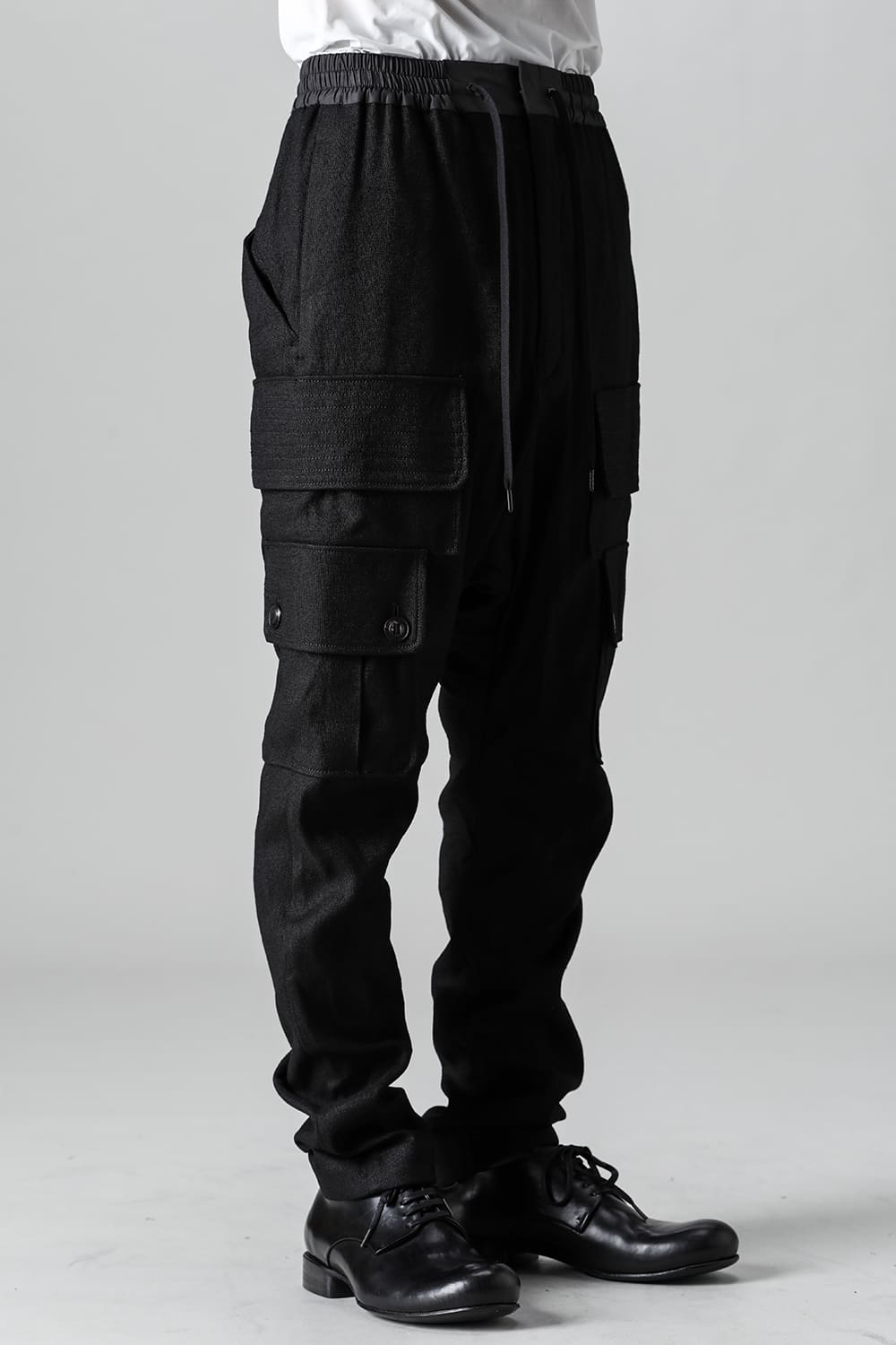 Cargo drop crotch pants Ramie high count