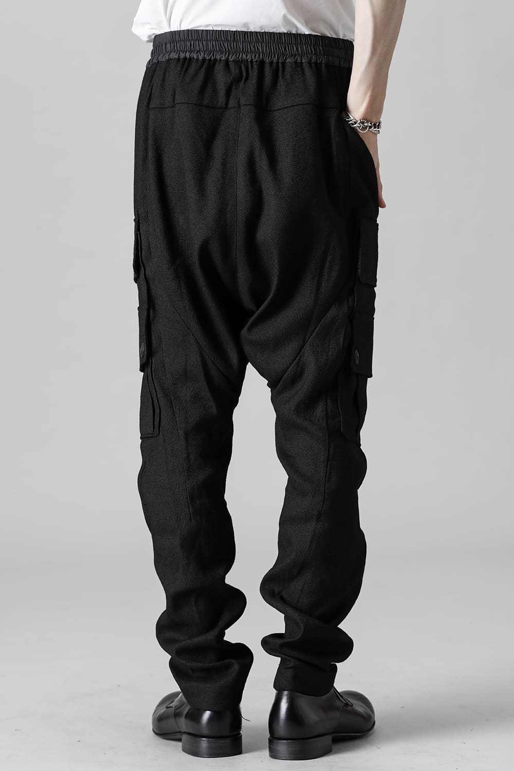 Cargo drop crotch pants Ramie high count