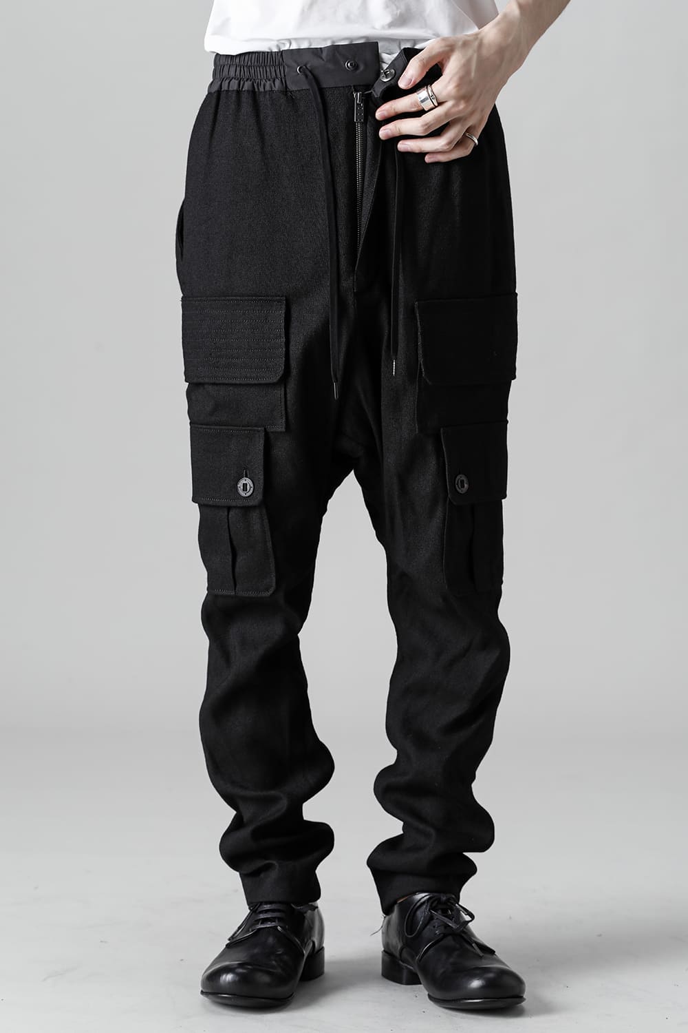 Cargo drop crotch pants Ramie high count