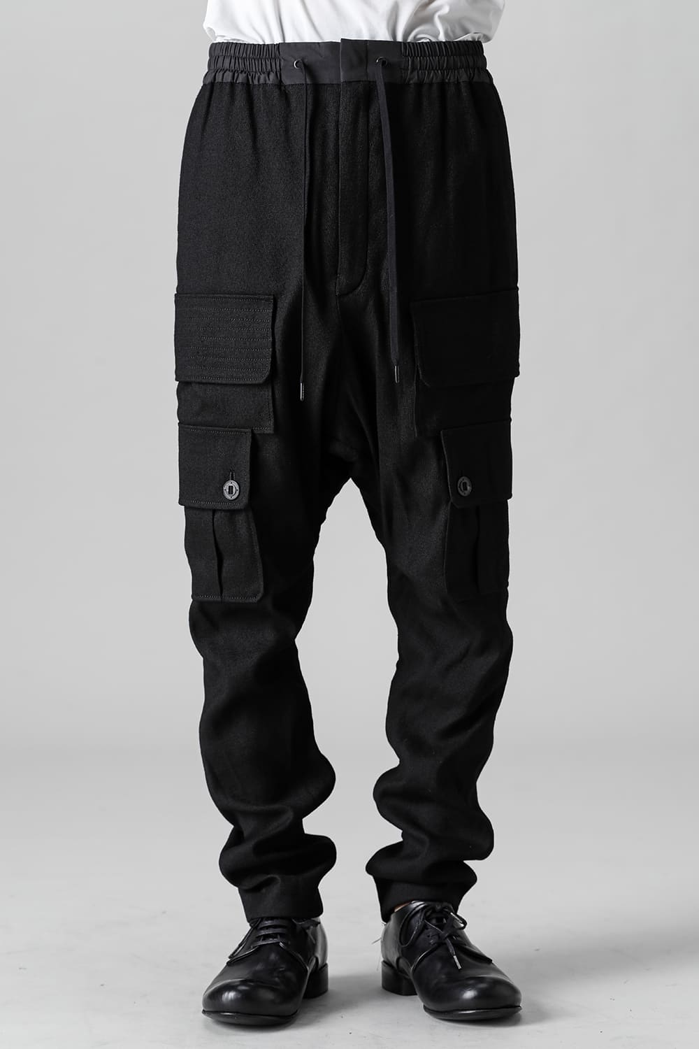 Cargo drop crotch pants Ramie high count