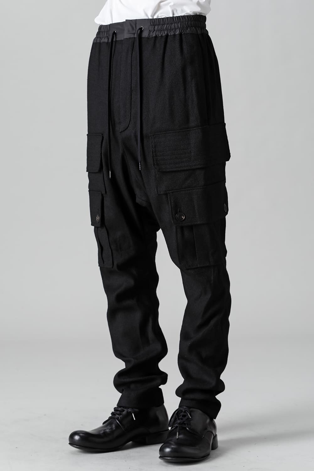 Cargo drop crotch pants Ramie high count