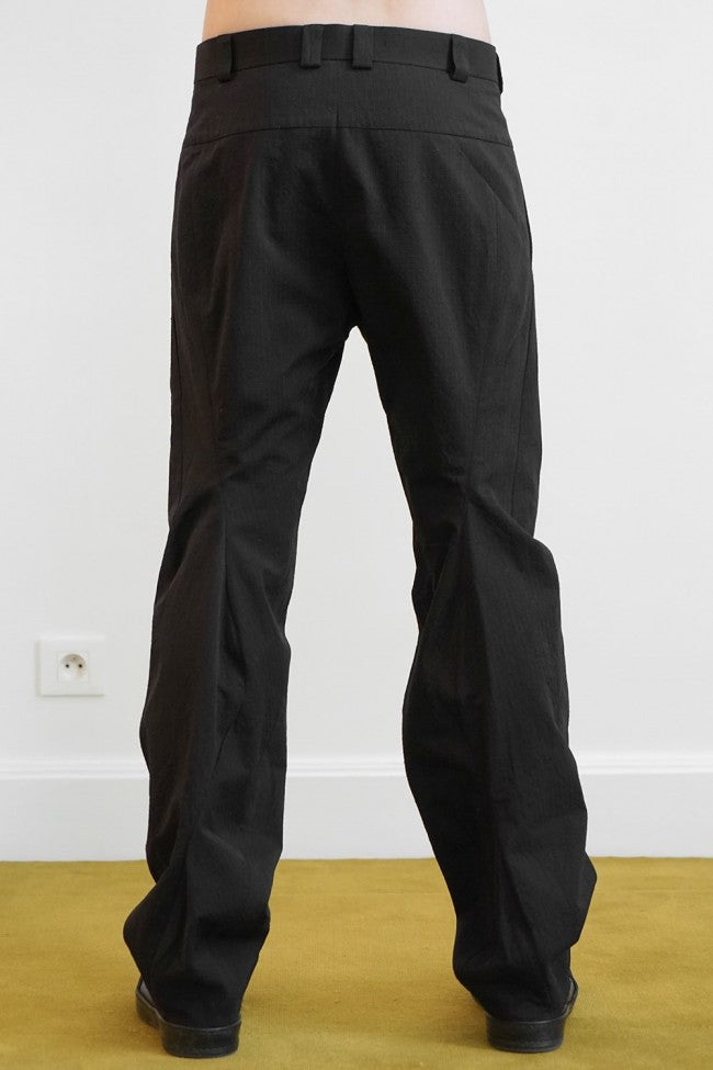 Wide Pants Cotton Linen Rip Stop Black