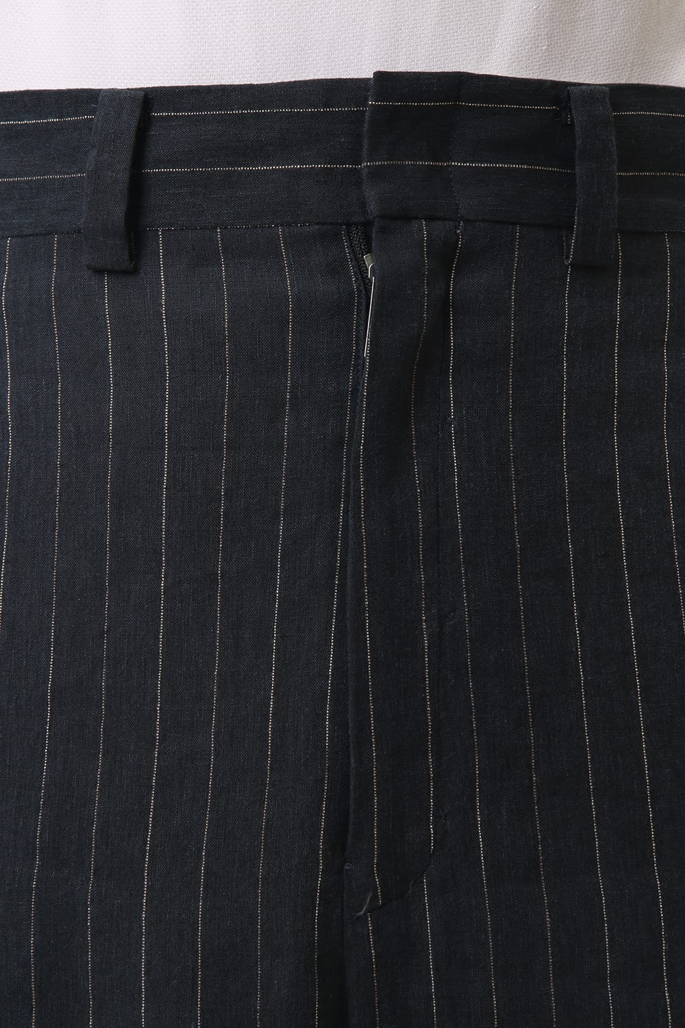 Baggy cropped pants Linen viscose stripe Dark Navy