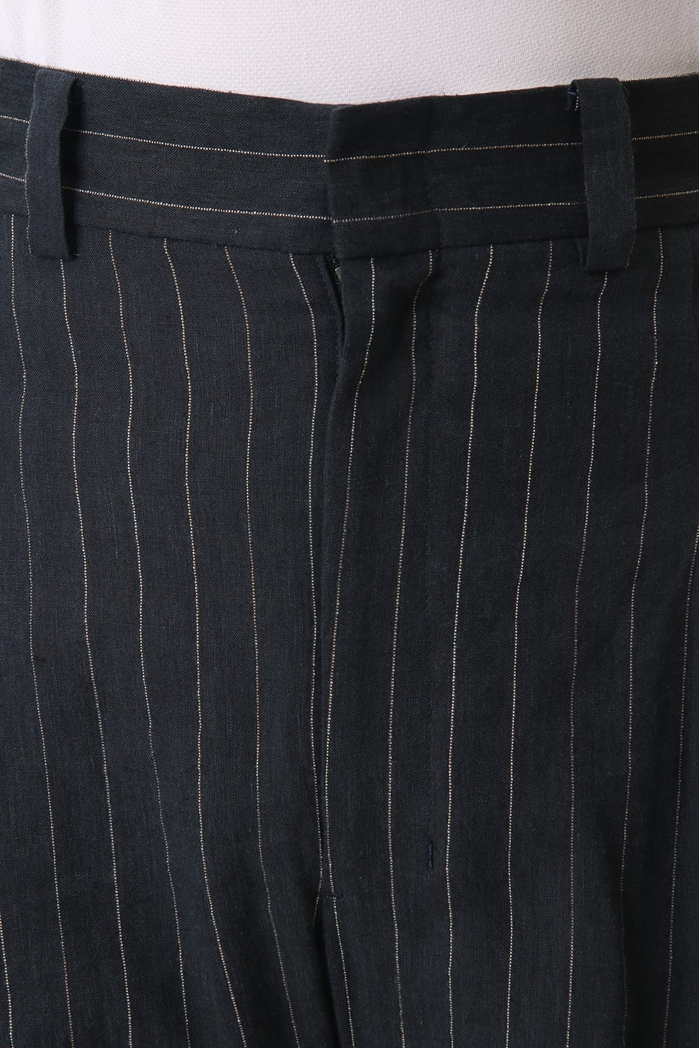 Cropped pants Linen viscose stripe Dark Navy