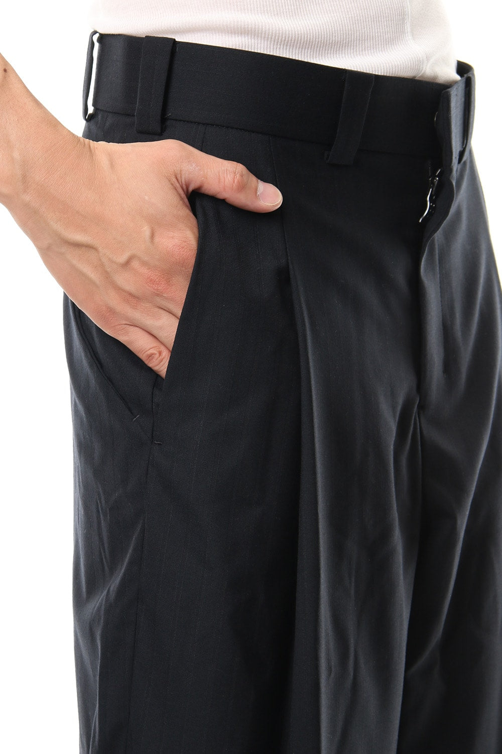 Cropped Pants Wool Super 140's Shadow Stripe