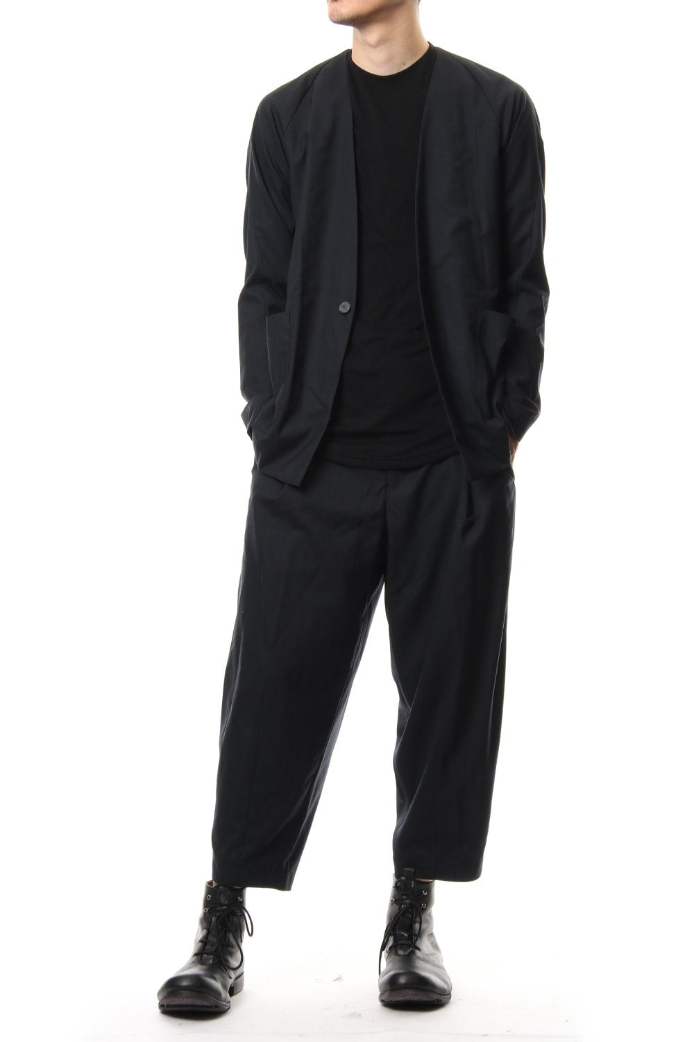 Cropped Pants Wool Super 140's Shadow Stripe