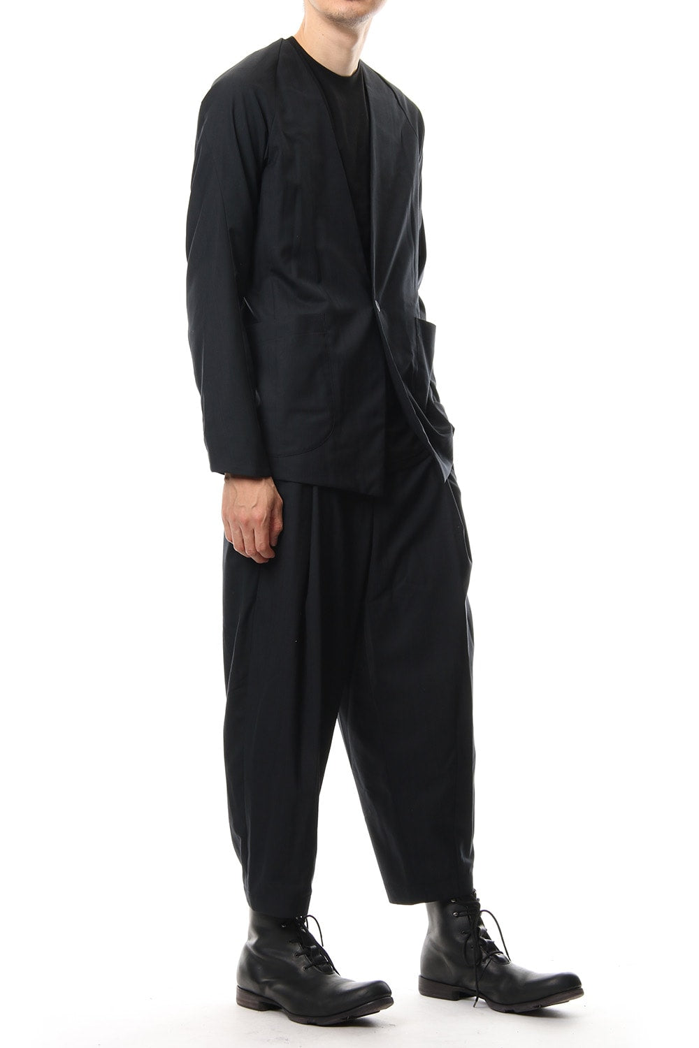 Cropped Pants Wool Super 140's Shadow Stripe