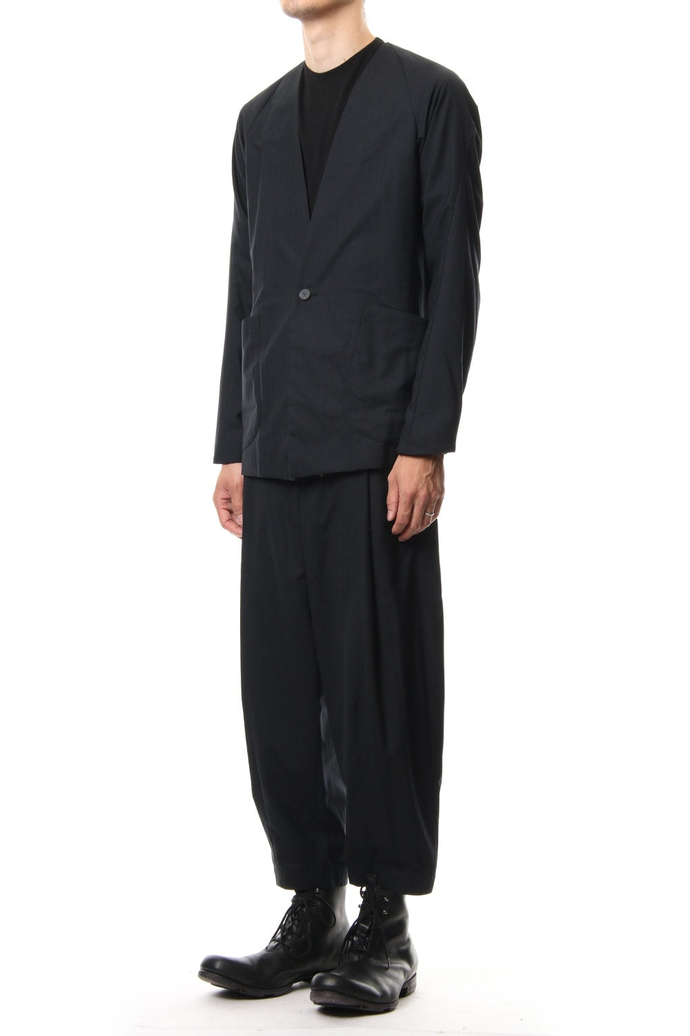 Cropped Pants Wool Super 140's Shadow Stripe