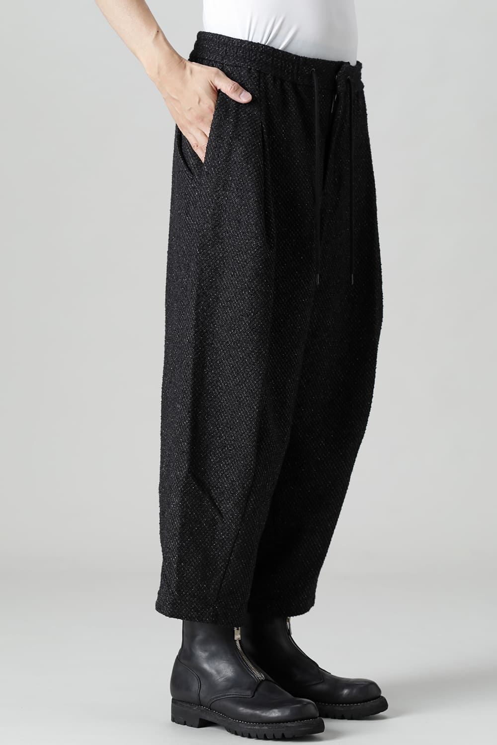 Baggy cropped pants Silk mixed Jacquard