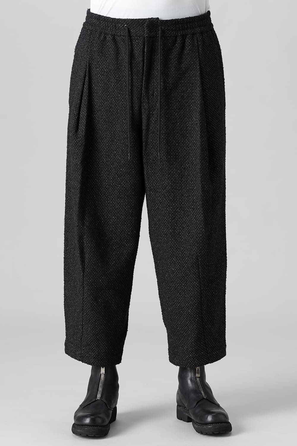 Baggy cropped pants Silk mixed Jacquard