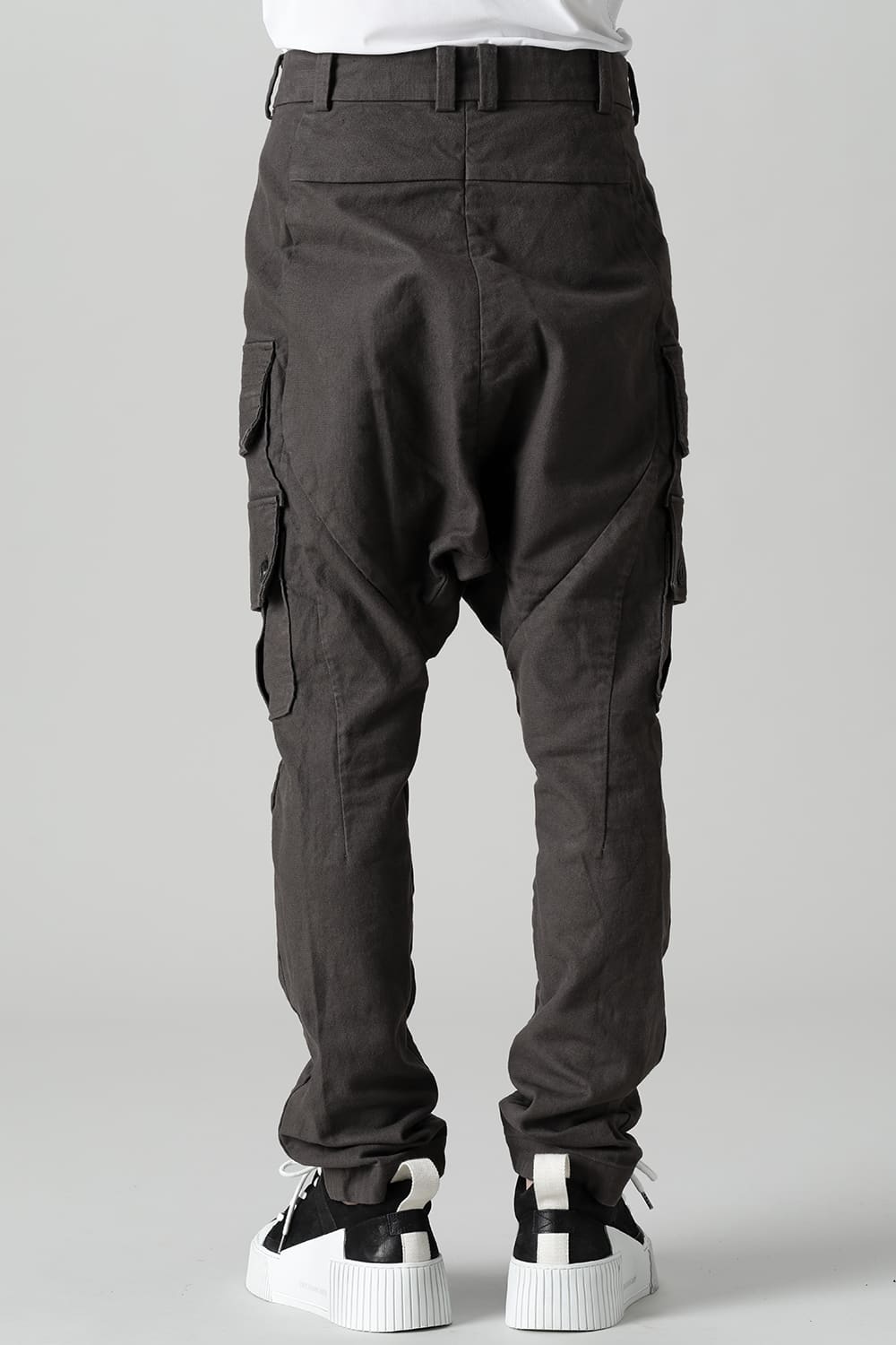 Cargo drop crotch pants Cavalry twill Garment wash lava Stone