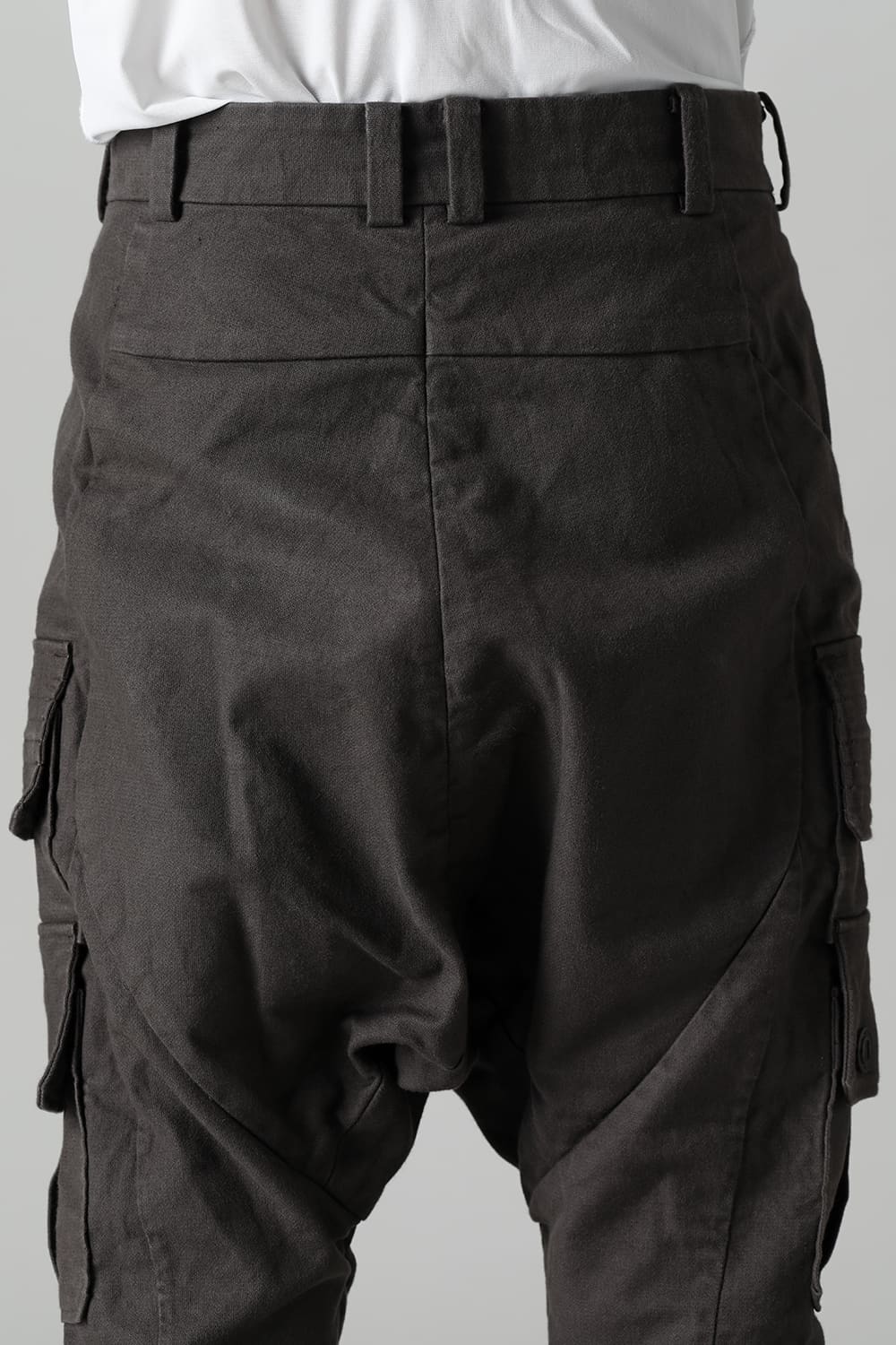 Cargo drop crotch pants Cavalry twill Garment wash lava Stone