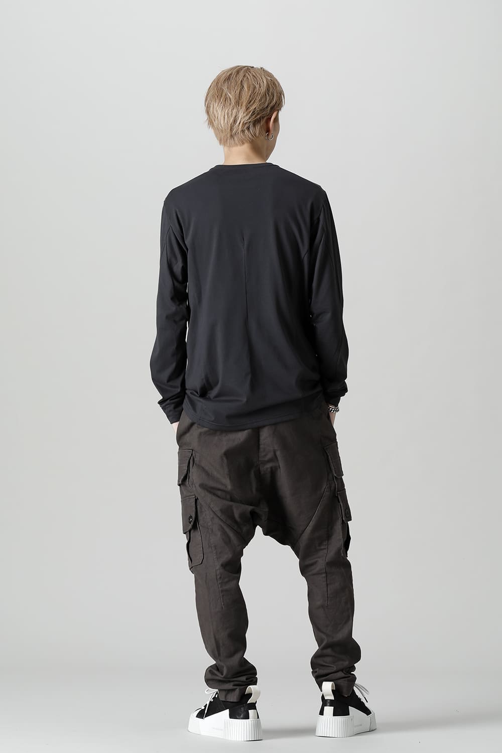 Cargo drop crotch pants Cavalry twill Garment wash lava Stone