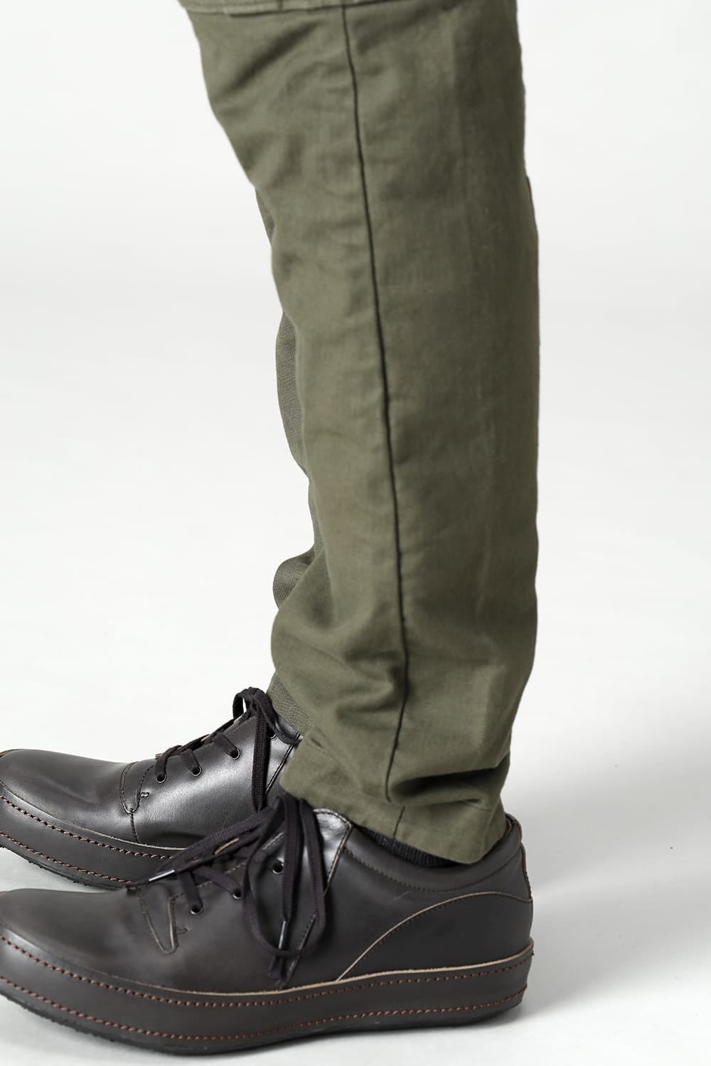 Cargo drop crotch pants Cavalry twill Garment wash Olive