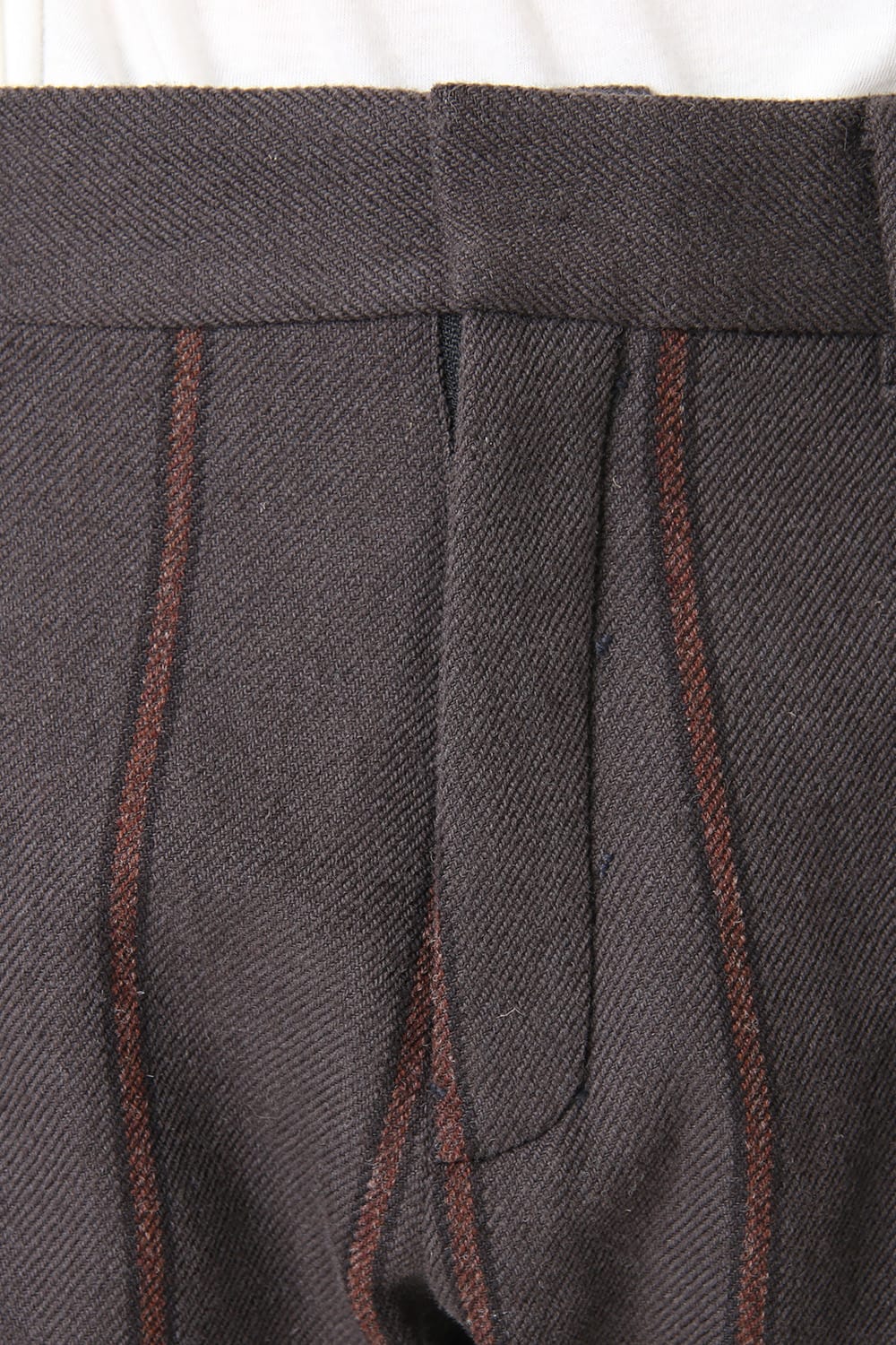 Shetland Wool Linen Stripe Batting Anatomical Pants Gray