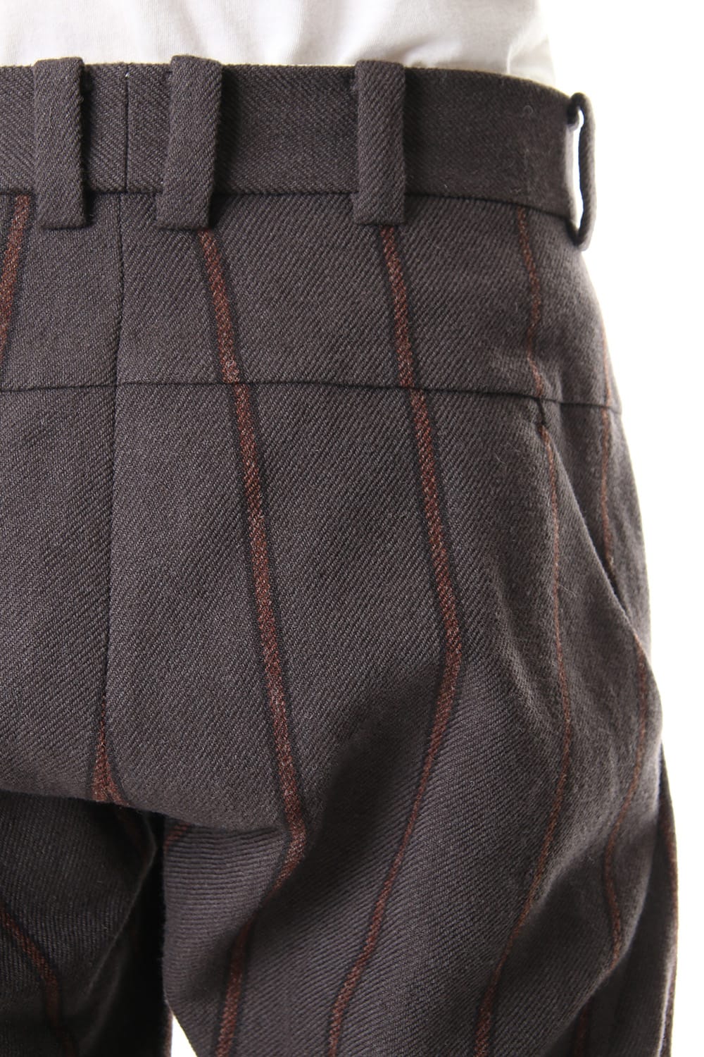 Shetland Wool Linen Stripe Batting Anatomical Pants Gray