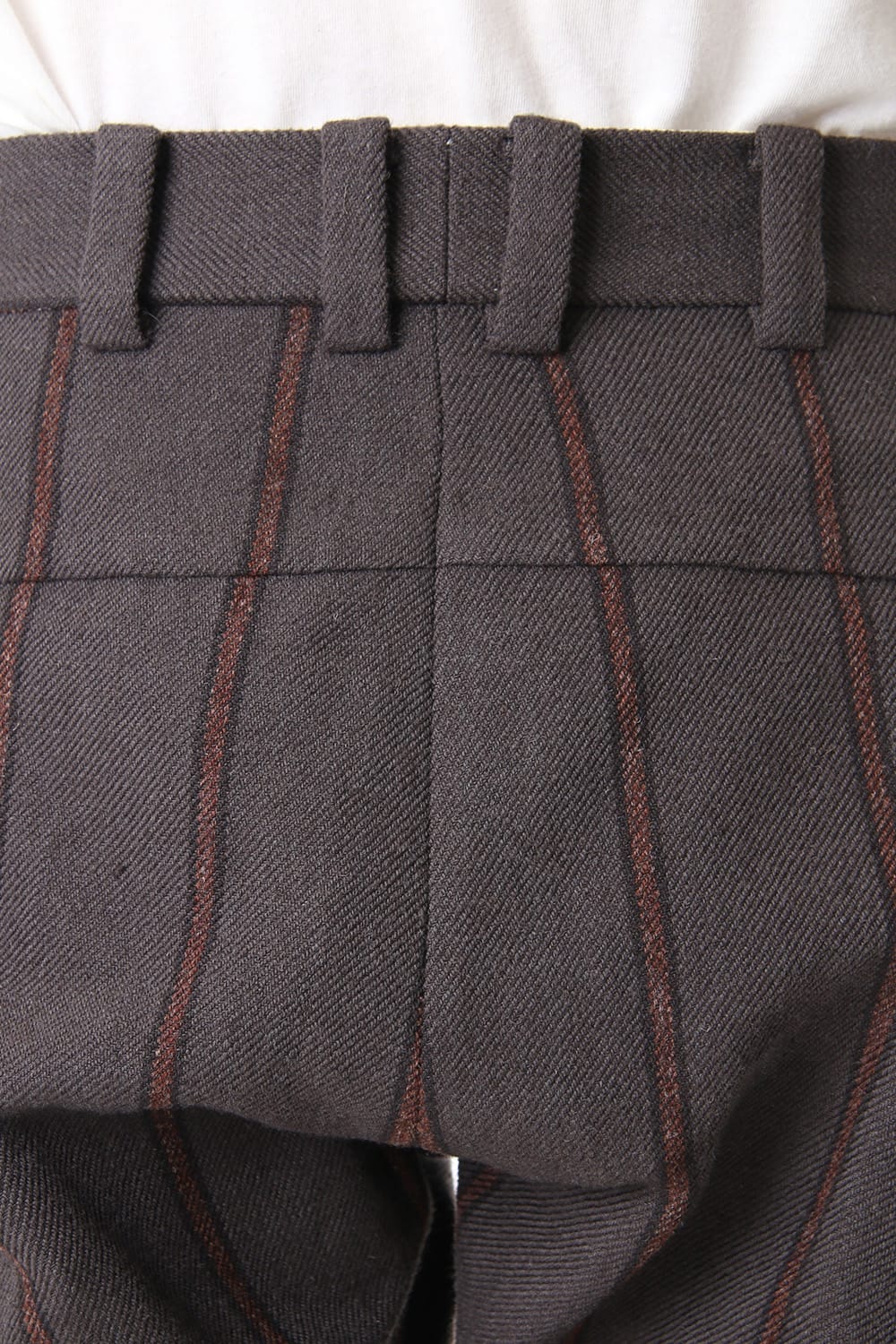 Shetland Wool Linen Stripe Batting Anatomical Pants Gray