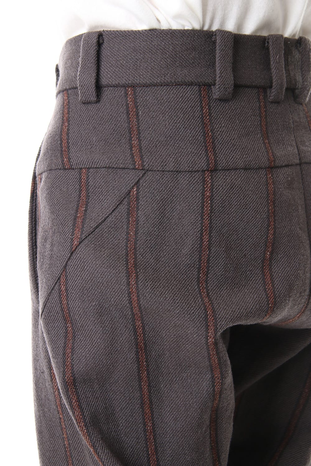 Shetland Wool Linen Stripe Batting Anatomical Pants Gray