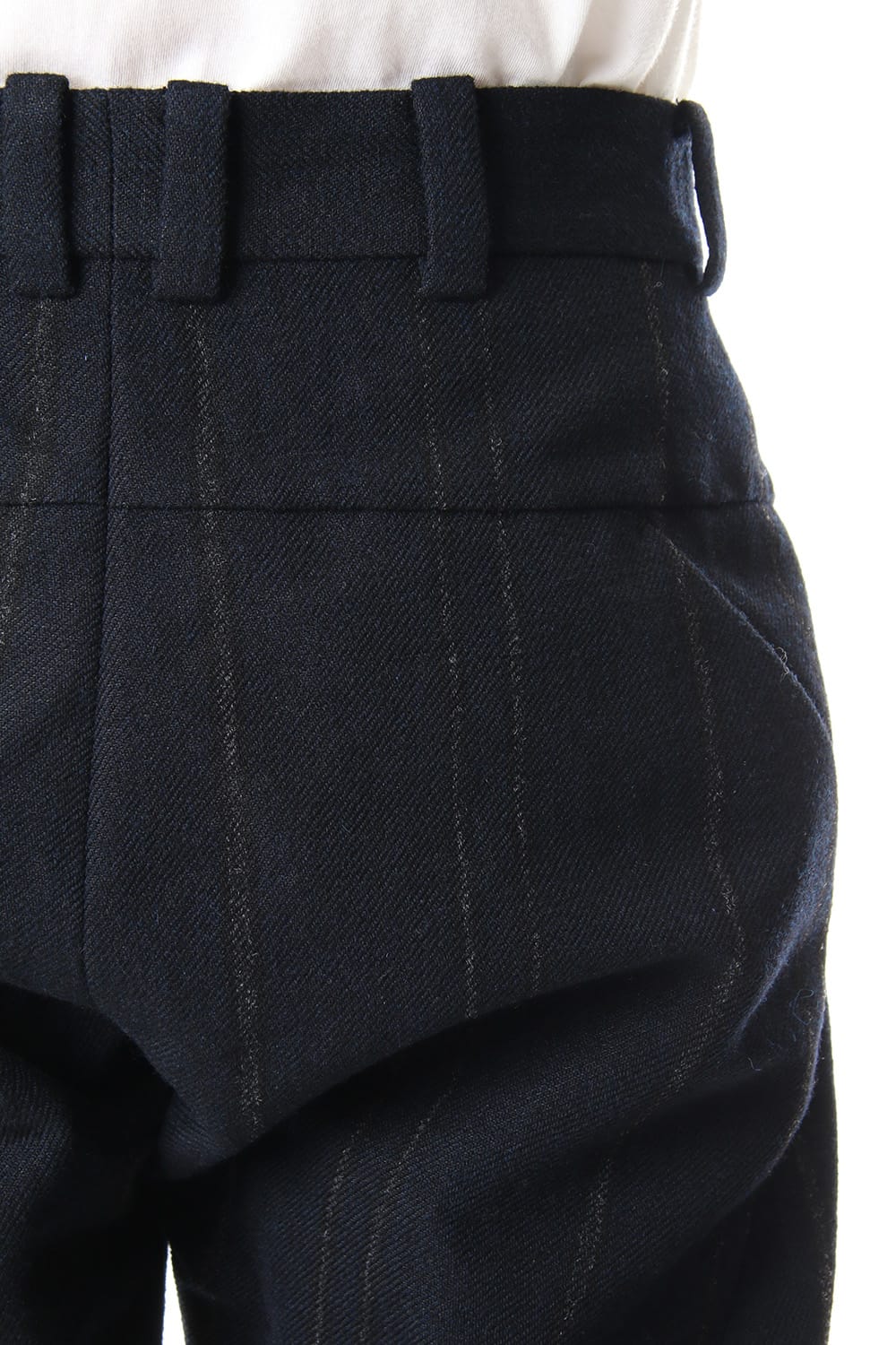 Shetland Wool Linen Stripe Batting Anatomical Pants Dark Navy