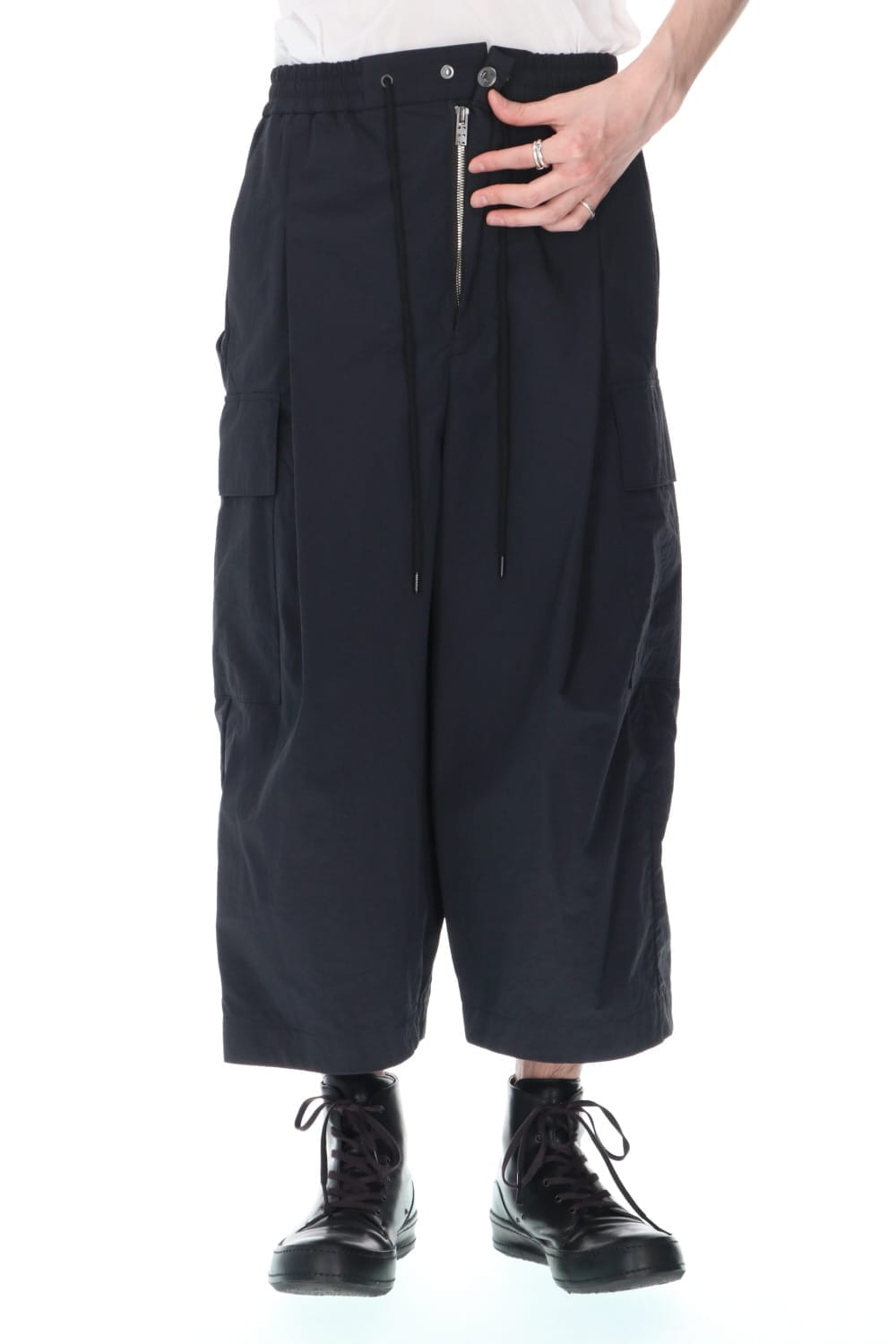 Wide cropped pants shrink cotton nylonsh