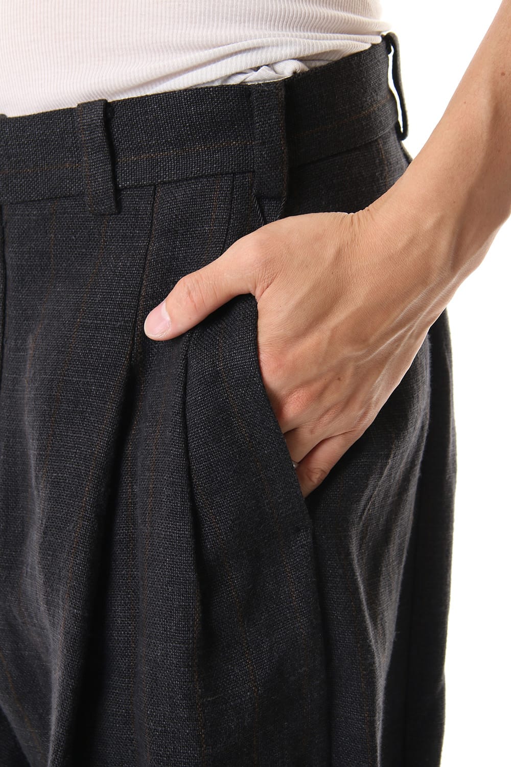 Linen Stripe Cropped Pants