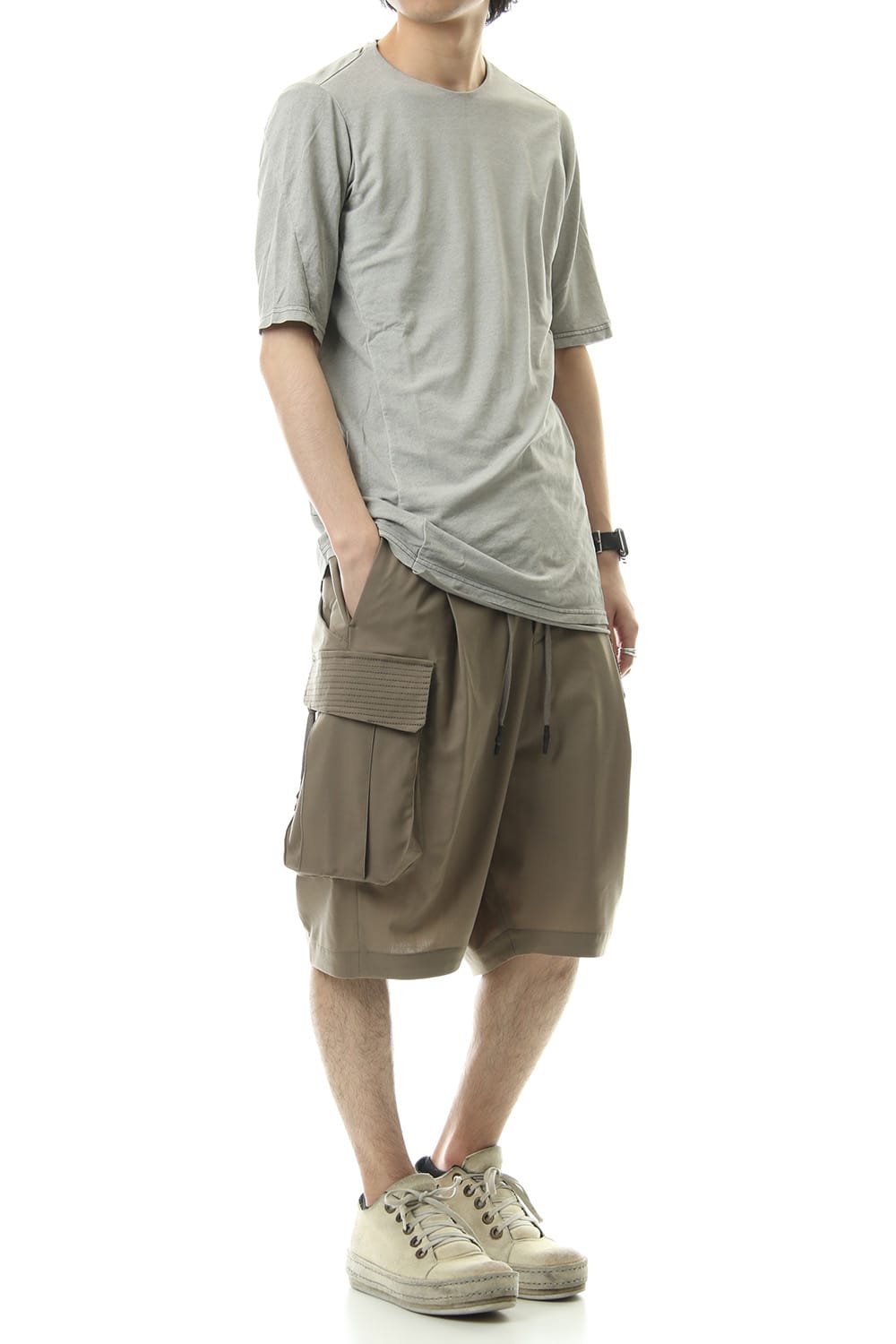 Cargo short pants wool stretch