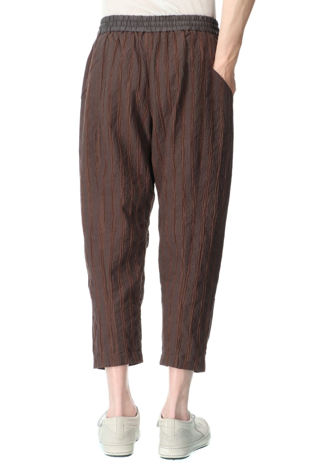 Cropped pants light weight stretch seersucker