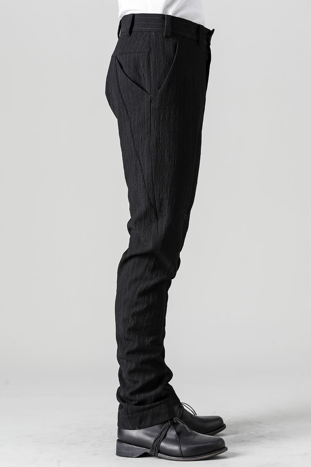 Slim pants shrink wool stripe