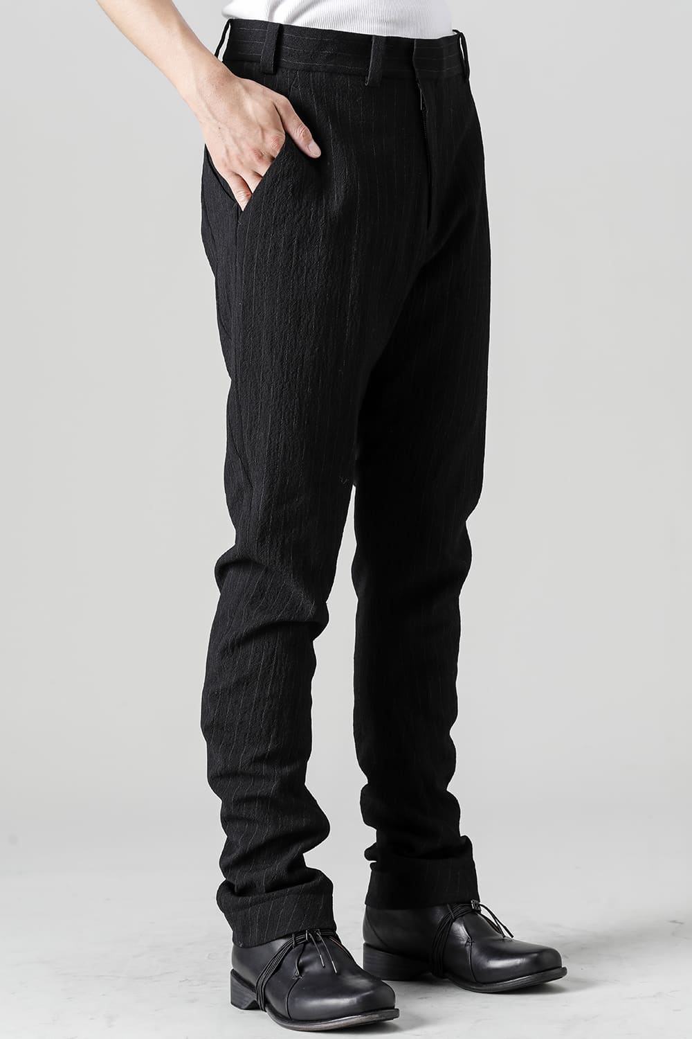 Slim pants shrink wool stripe