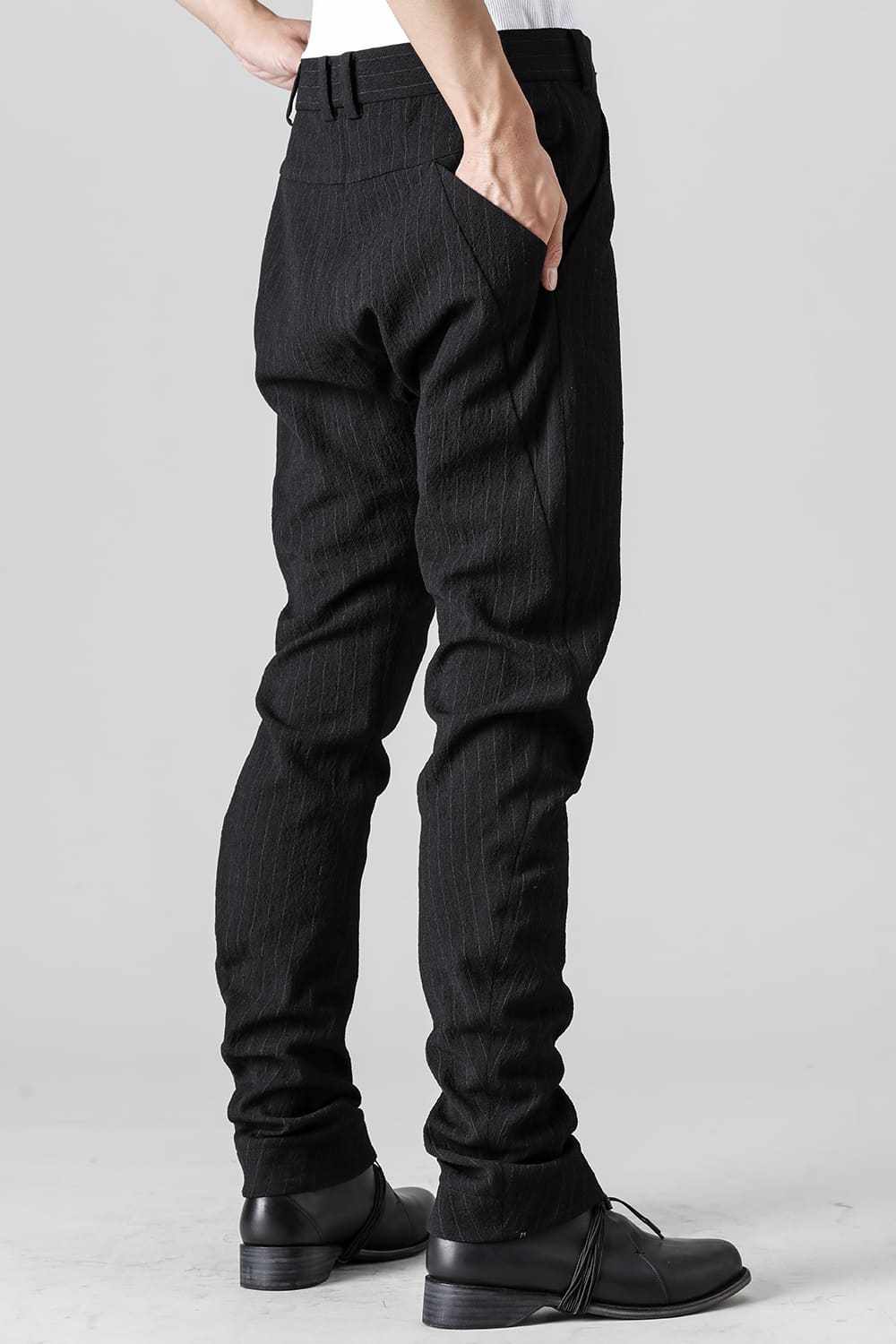 Slim pants shrink wool stripe