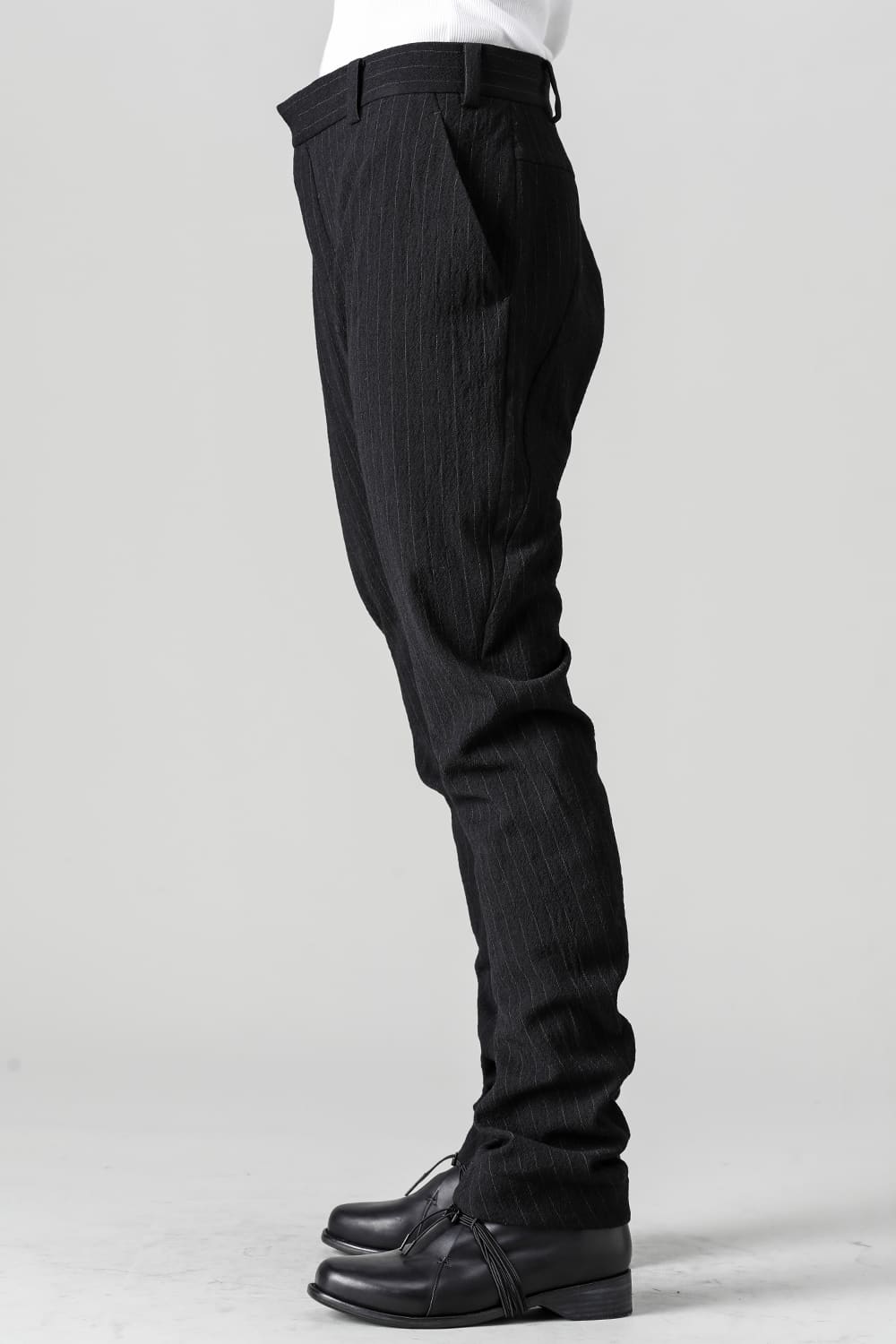 Slim pants shrink wool stripe