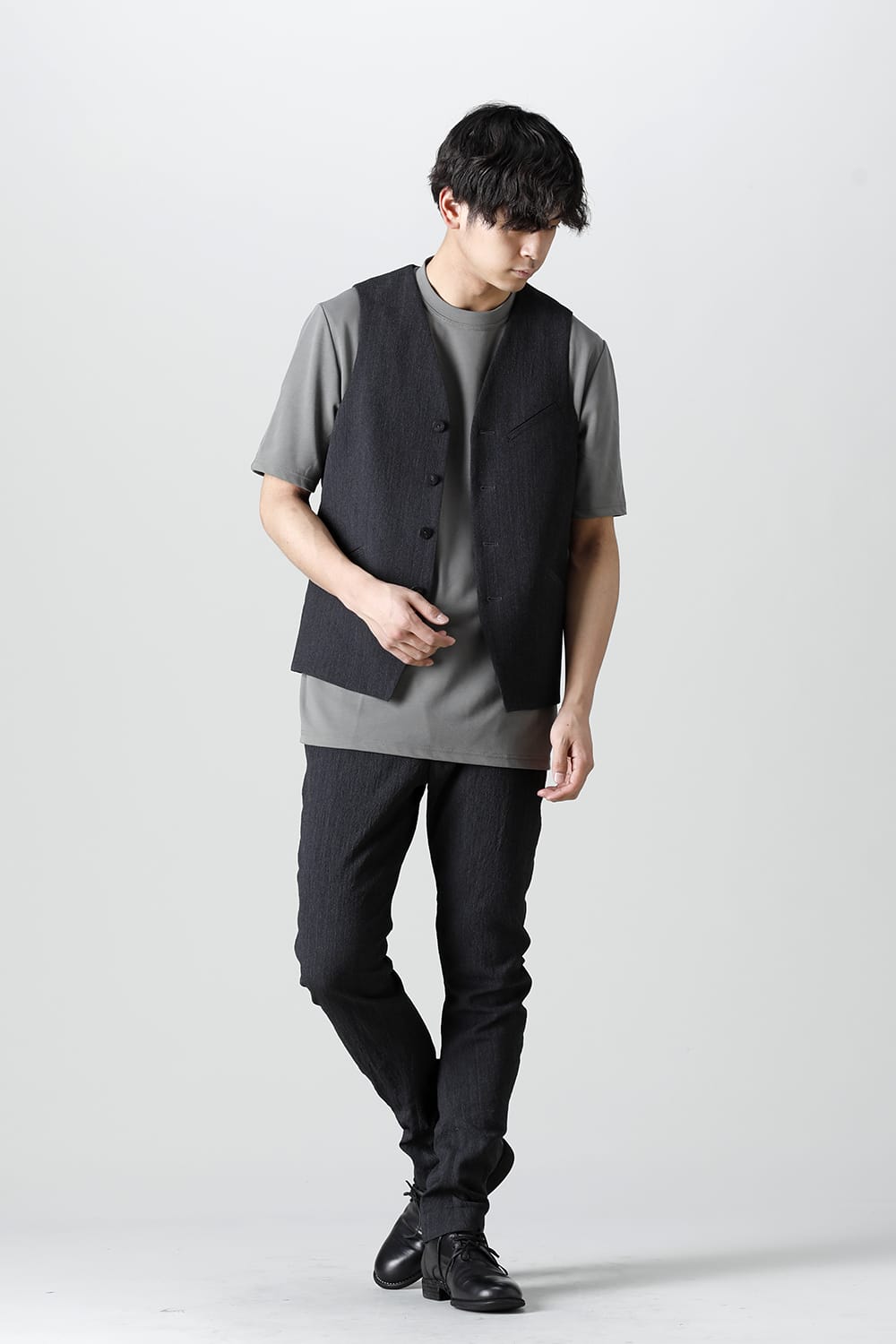 Slim pants shrink wool stripe