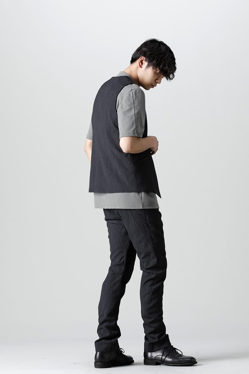 Slim pants shrink wool stripe