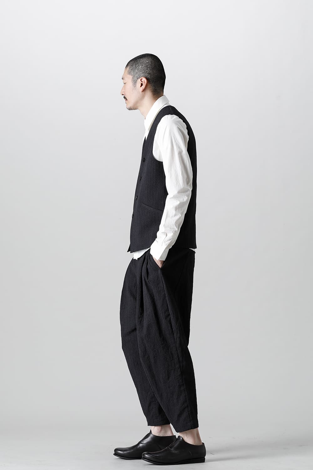 Cropped pants shrink wool stripe