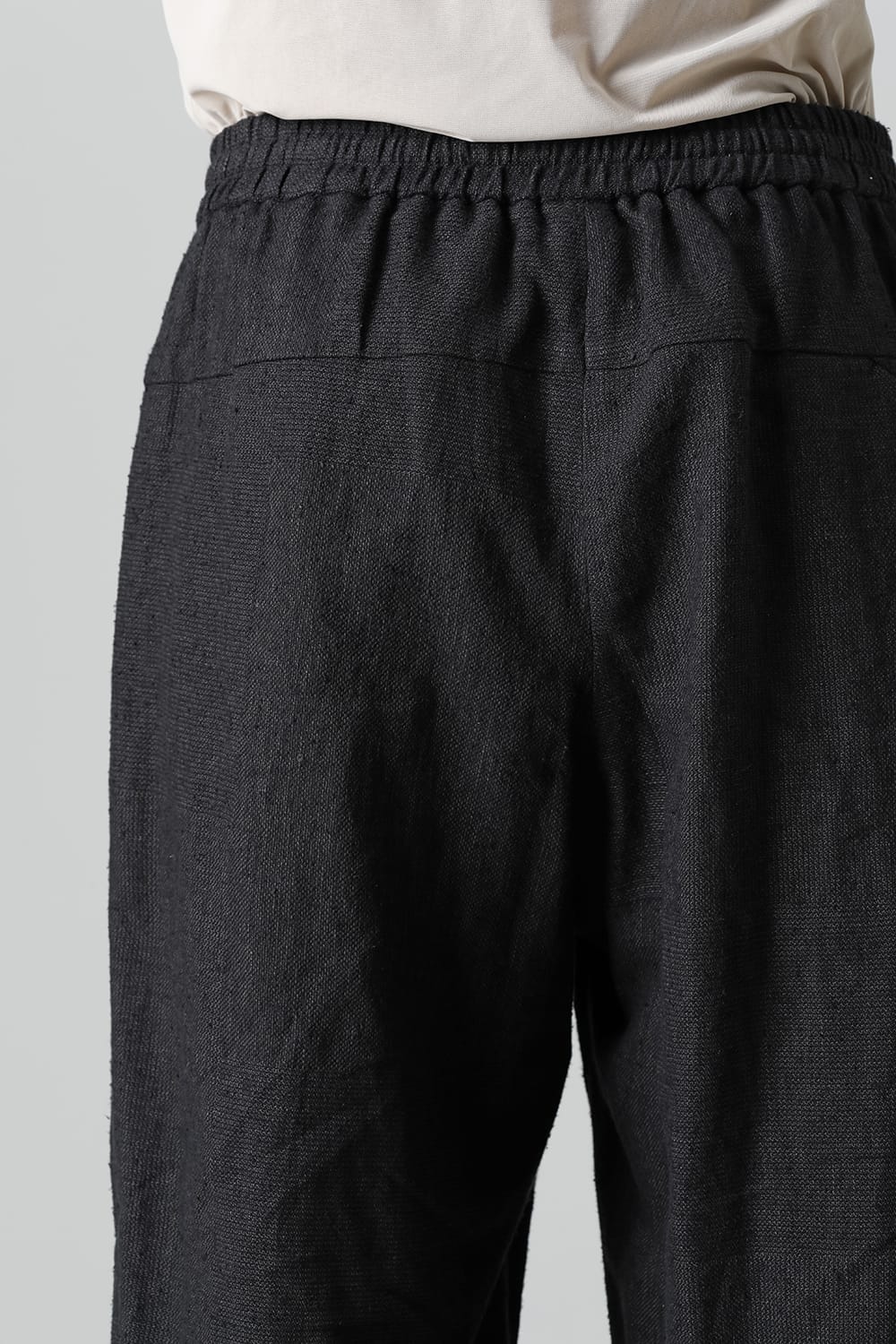 Baggy cropped pants silk linen crazy check  Black