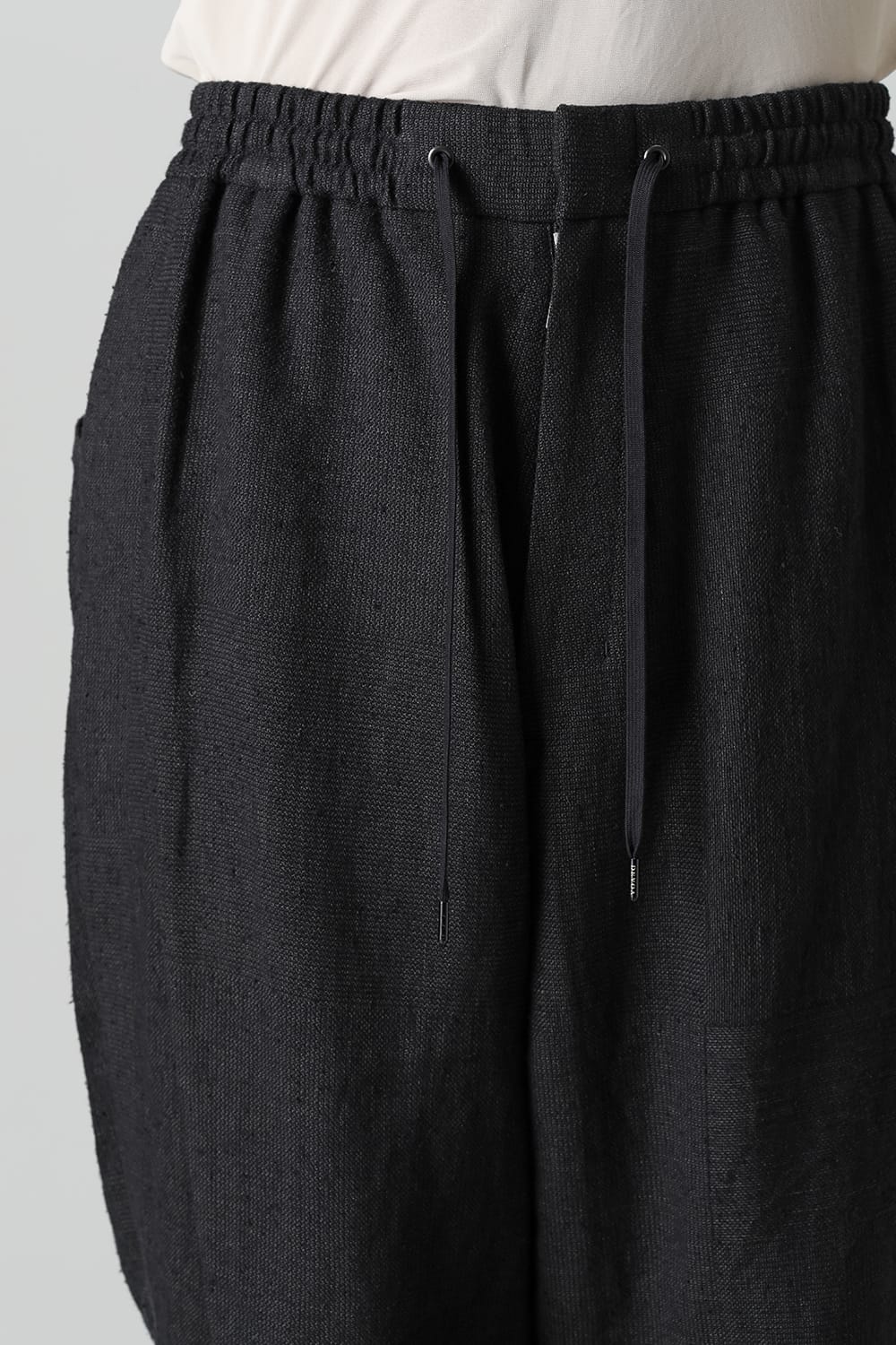 Dropcroch cropped pants silk linen crazy check  Black