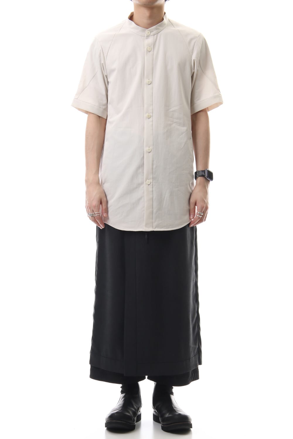 HAKAMA Pants Silk Herringbone Sand Blast Finish - Black