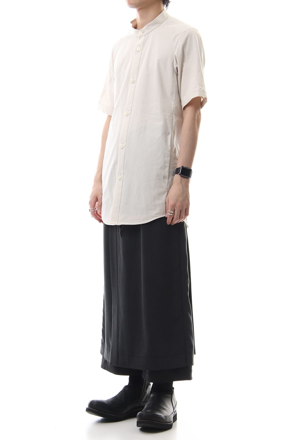 HAKAMA Pants Silk Herringbone Sand Blast Finish - Black