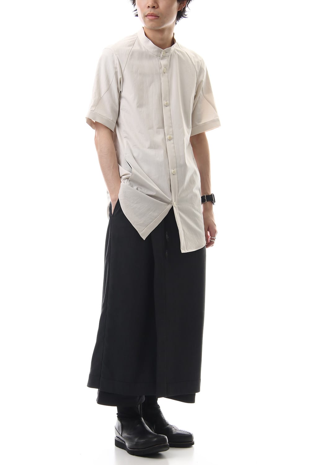 HAKAMA Pants Silk Herringbone Sand Blast Finish - Black