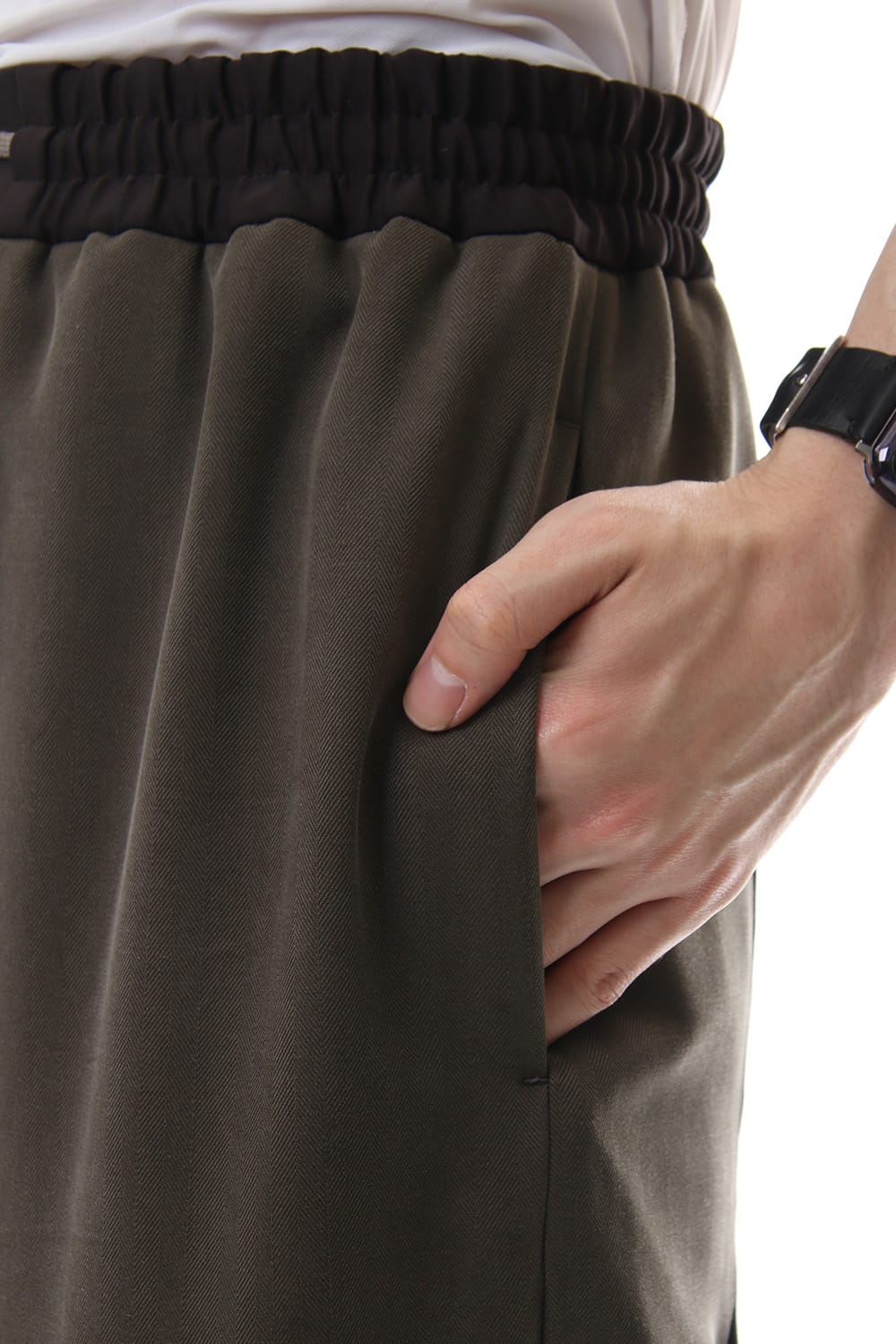 HAKAMA Pants Silk Herringbone Sand Blast Finish - Gray