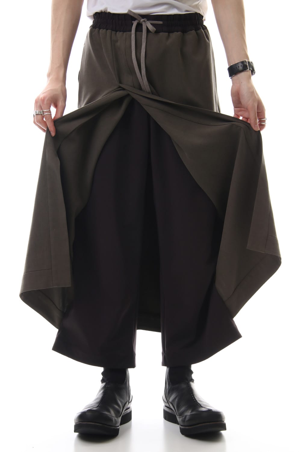 HAKAMA Pants Silk Herringbone Sand Blast Finish - Gray