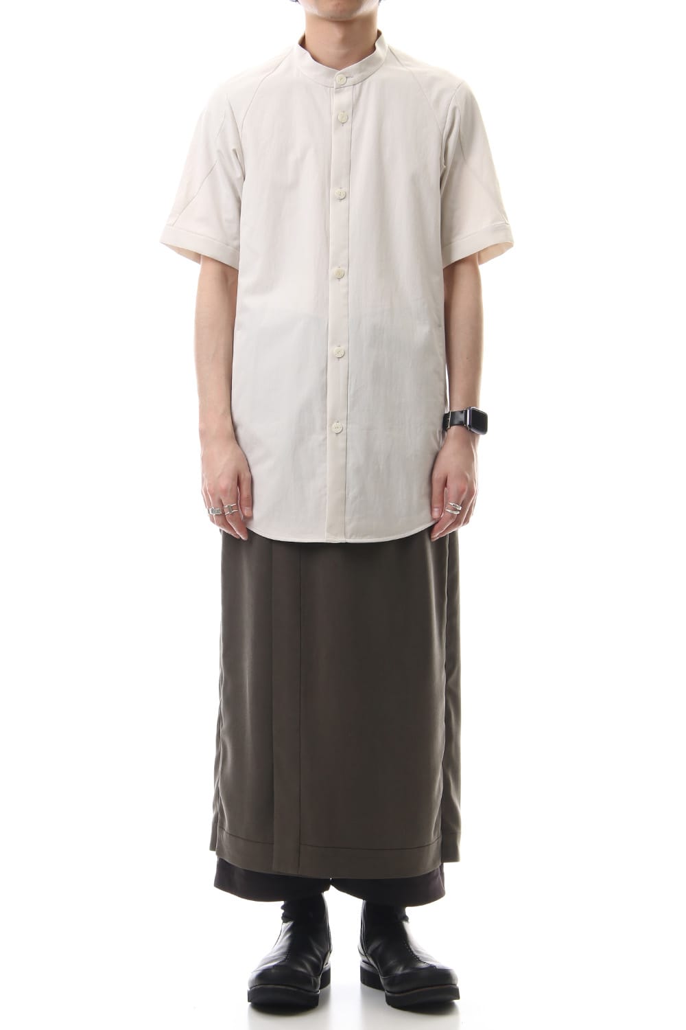 HAKAMA Pants Silk Herringbone Sand Blast Finish - Gray