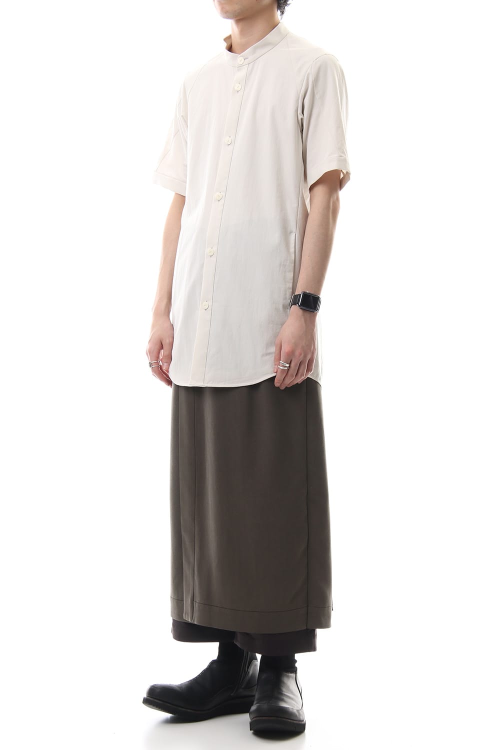 HAKAMA Pants Silk Herringbone Sand Blast Finish - Gray