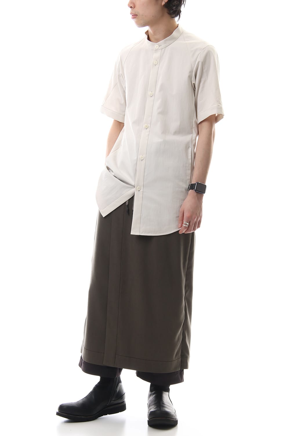 HAKAMA Pants Silk Herringbone Sand Blast Finish - Gray