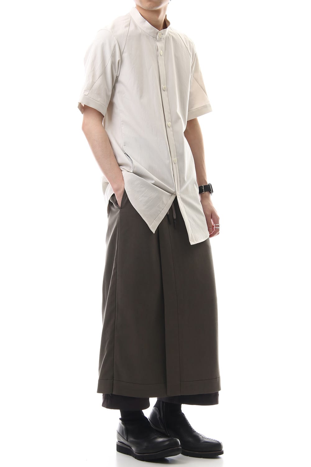 HAKAMA Pants Silk Herringbone Sand Blast Finish - Gray