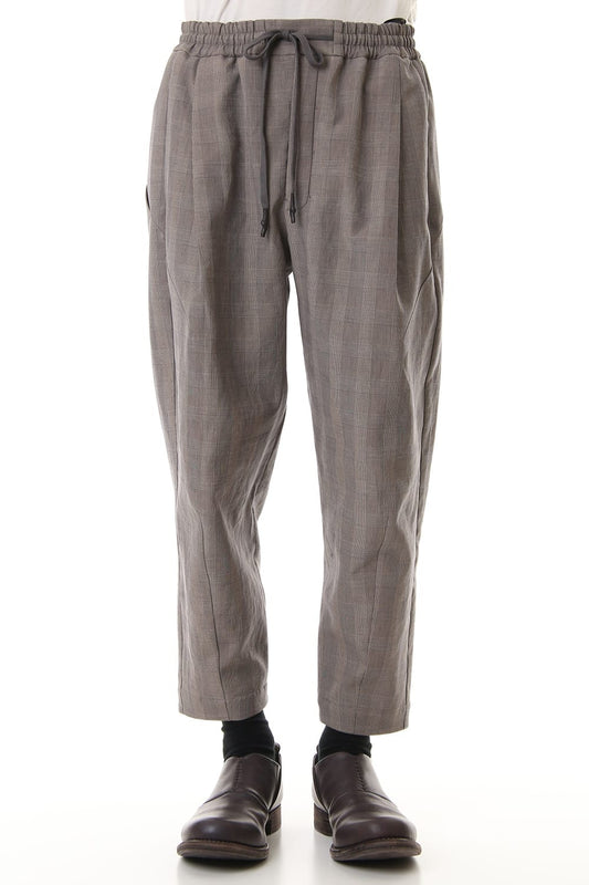 Cropped Pants Cotton Glen Check - Beige