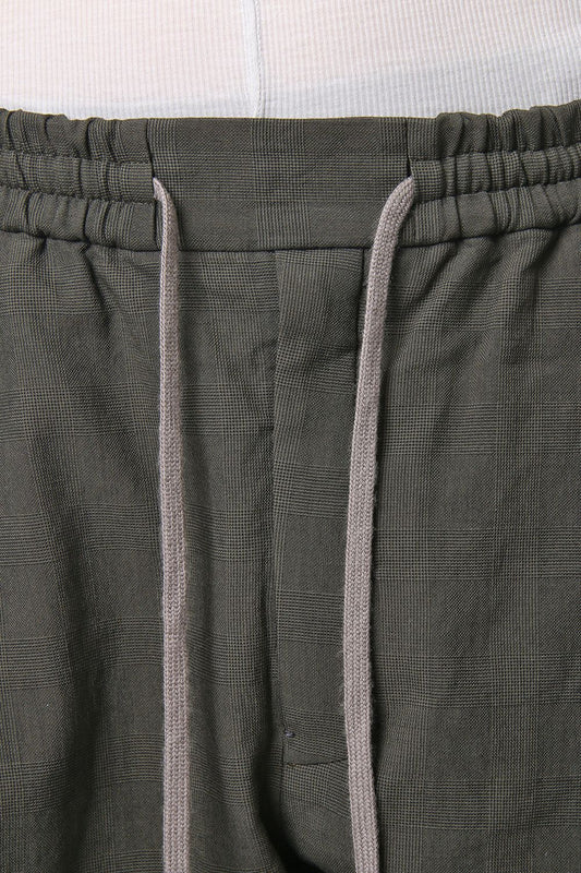 Cropped Pants Cotton Glen Check - Moss Green