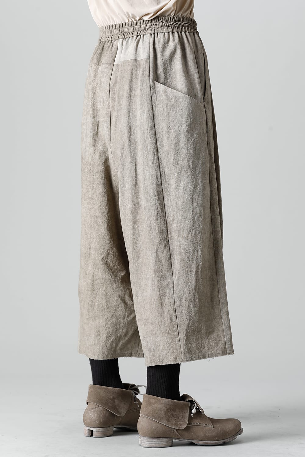 Baggy cropped pants cotton / linen cold dyed