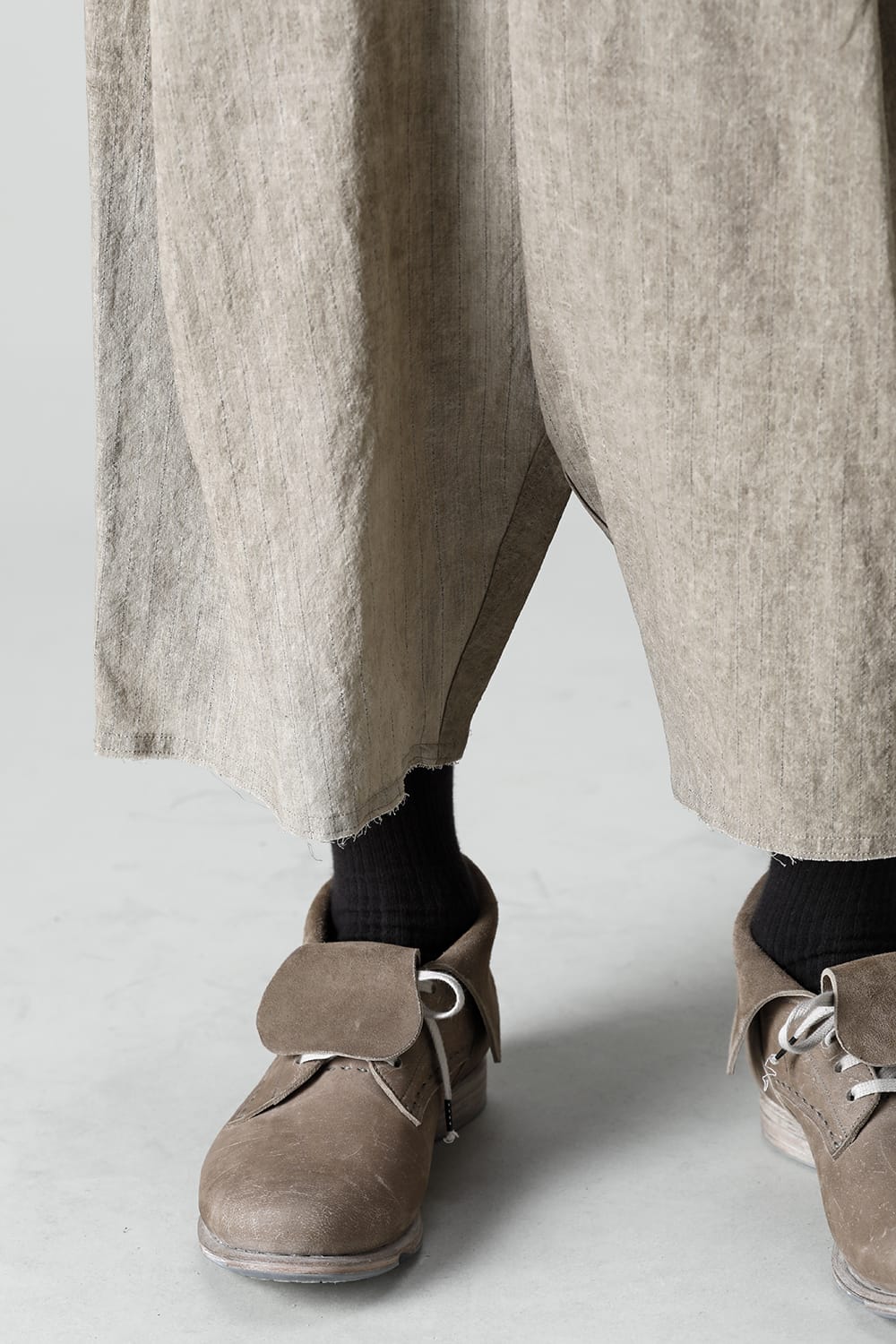 Baggy cropped pants cotton / linen cold dyed