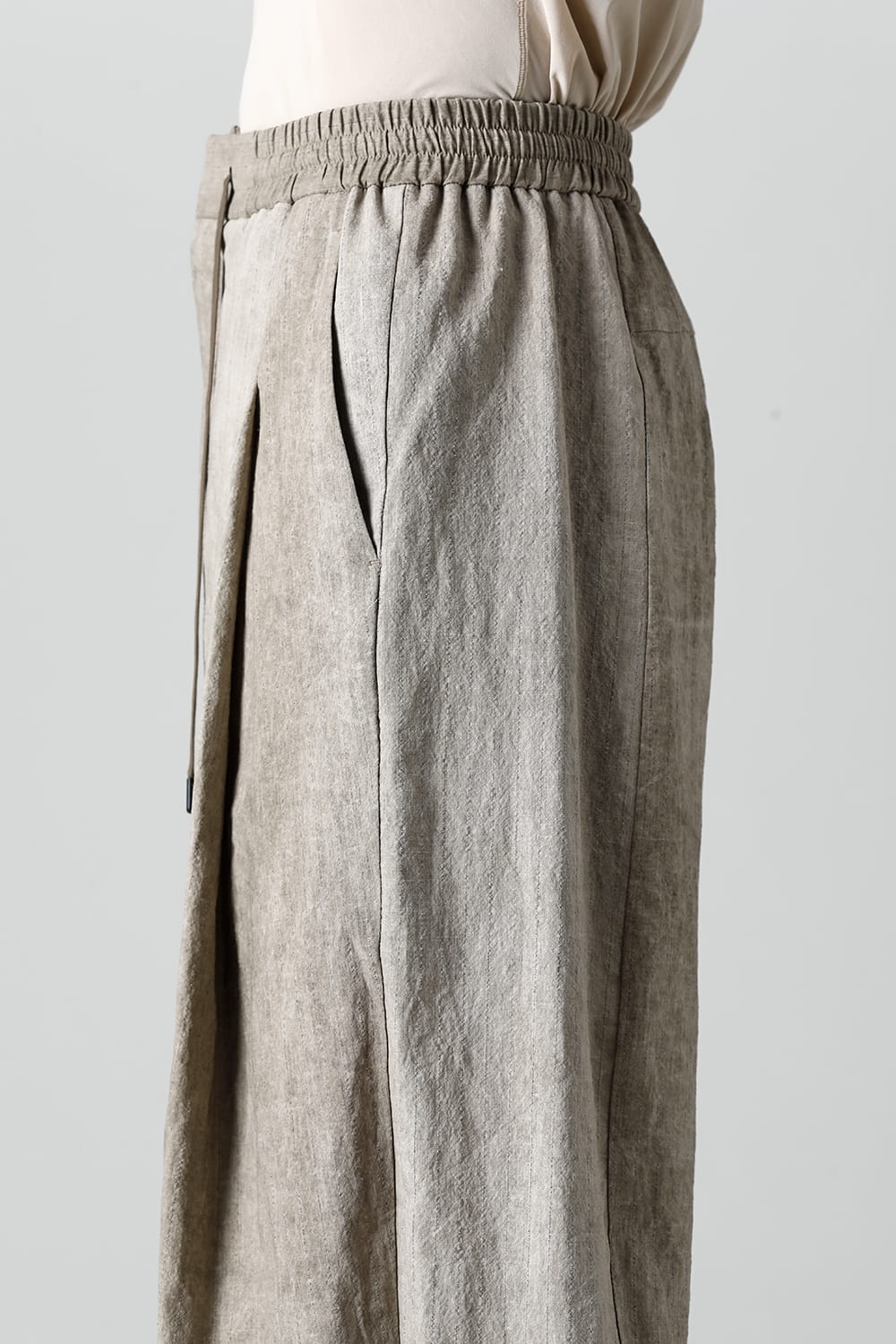 Baggy cropped pants cotton / linen cold dyed